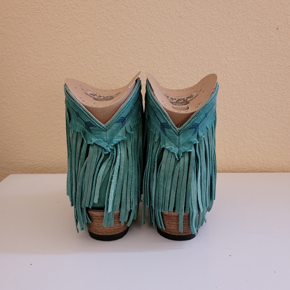 Junk Gypsy by Lane Spitfire Teal Fringe Leather Western Ankle Boots size 7 - Picture 4 of 9